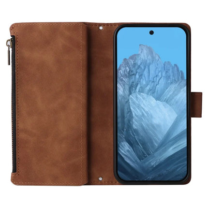 For Google Pixel 9 Pro / Pixel 9 Case Zipper Wallet Multiple Card Slots Leather Phone Cover