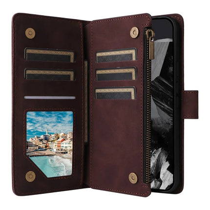 For Google Pixel 9 Pro XL Case Zipper Wallet Multiple Card Slots Leather Phone Cover