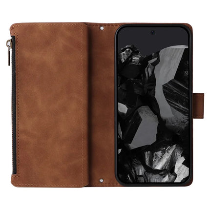 For Google Pixel 9 Pro XL Case Zipper Wallet Multiple Card Slots Leather Phone Cover