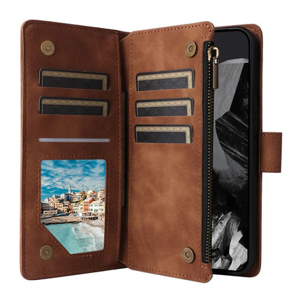 For Google Pixel 9 Pro XL Case Zipper Wallet Multiple Card Slots Leather Phone Cover