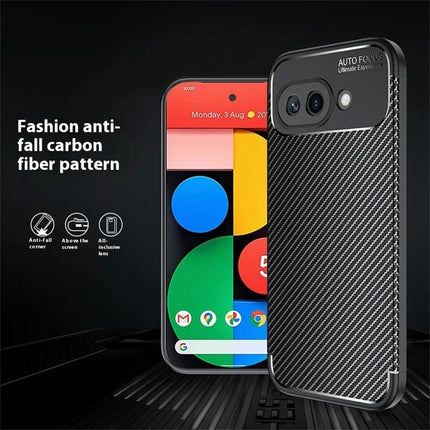 For Google Pixel 9a Case Carbon Fiber Texture TPU Phone Cover Heat Dissipation