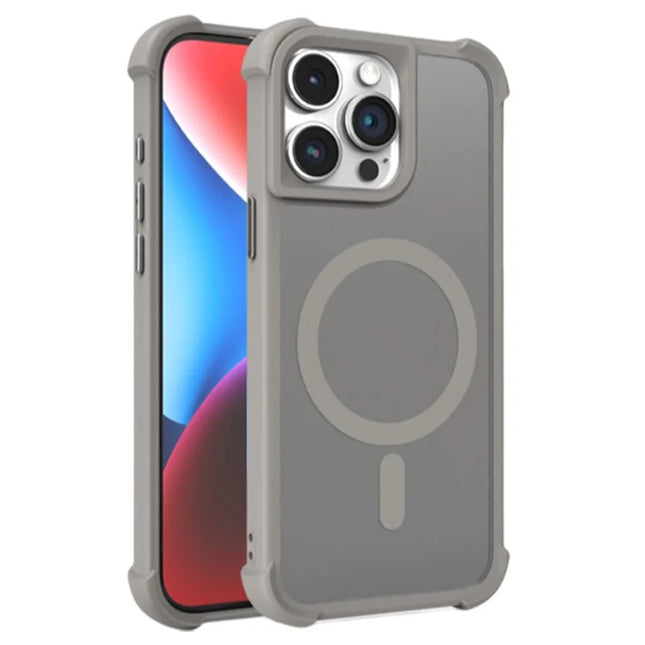 For iPhone 15 Pro Max Case Compatble with MagSafe Skin-Touch TPU+PC Phone Cover - Grey