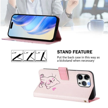 For iPhone 16 Pro Max Case Pattern Printing Wallet Phone Cover with Strap