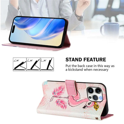 For iPhone 16 Pro Max Case Pattern Printing Wallet Phone Cover with Strap