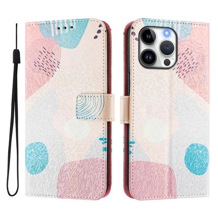 For iPhone 16 Pro Max Case Pattern Printing Wallet Phone Cover with Strap