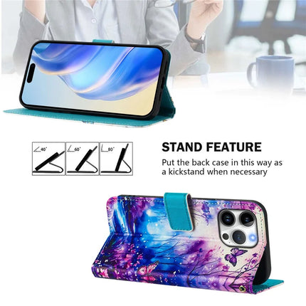 For iPhone 16 Pro Max Case Pattern Printing Wallet Phone Cover with Strap