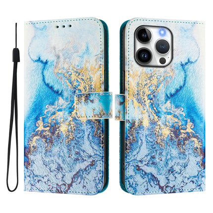 For iPhone 16 Pro Max Case Pattern Printing Wallet Phone Cover with Strap