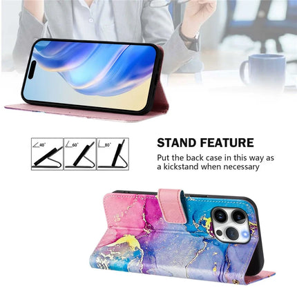 For iPhone 16 Pro Max Case Pattern Printing Wallet Phone Cover with Strap