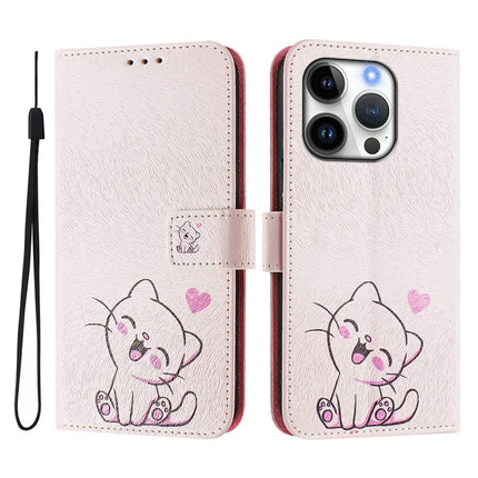 For iPhone 16 Pro Case Pattern Printing Wallet Phone Cover with Strap