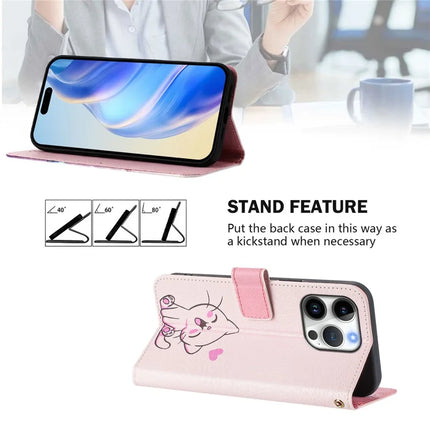 For iPhone 16 Pro Case Pattern Printing Wallet Phone Cover with Strap