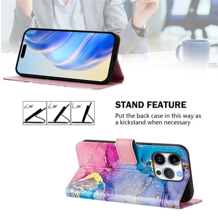For iPhone 16 Pro Case Pattern Printing Wallet Phone Cover with Strap