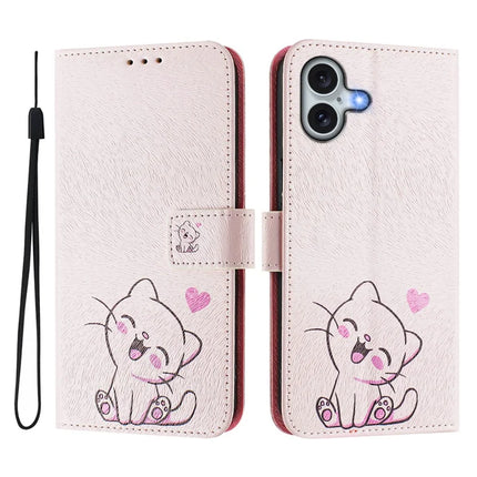 For iPhone 16 Plus Case Pattern Printing Wallet Phone Cover with Strap