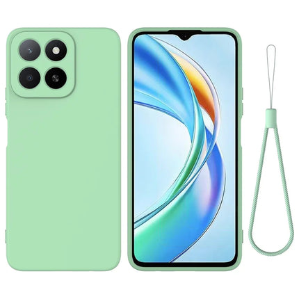 For Honor X5b Plus / Honor X5b Case Liquid Silicone Phone Back Cover with Hand Strap - Green