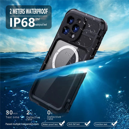 SHELLBOX M Series For iPhone 16 Pro Max IP68 Waterproof Case Metal Diving Phone Cover Compatible with MagSafe