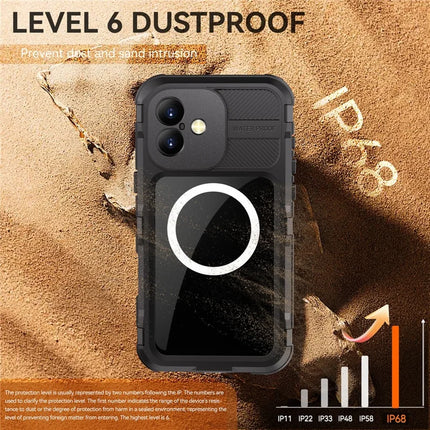 SHELLBOX M Series For iPhone 16 Plus IP68 Waterproof Case Metal Diving Phone Cover Compatible with MagSafe