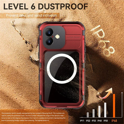 SHELLBOX M Series For iPhone 16 Plus IP68 Waterproof Case Metal Diving Phone Cover Compatible with MagSafe