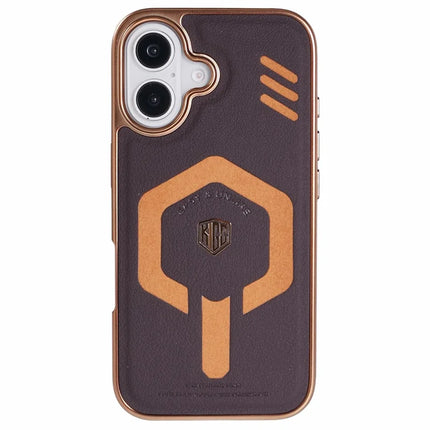 KIGC For iPhone 16 Case Compatible with MagSafe Leather+PC+TPU Phone Cover
