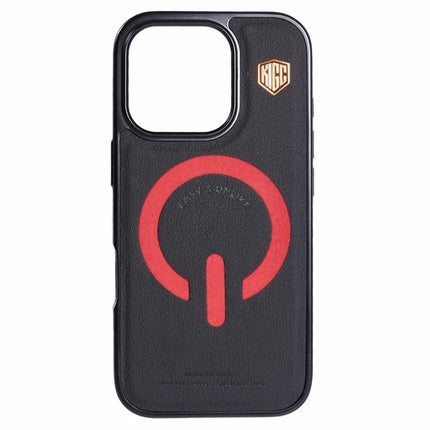 KIGC For iPhone 16 Pro Case Compatible with MagSafe Leather+PC+TPU Back Cover