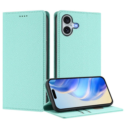 For iPhone 16 Plus Wallet Case RFID Blocking Litchi Texture Leather Mobile Cover
