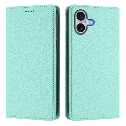 For iPhone 16 Plus Wallet Case RFID Blocking Litchi Texture Leather Mobile Cover