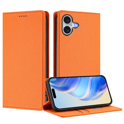 For iPhone 16 Plus Wallet Case RFID Blocking Litchi Texture Leather Mobile Cover