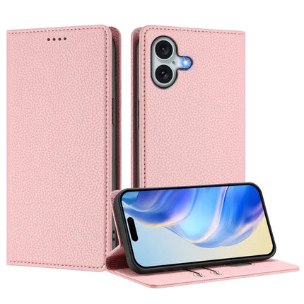 For iPhone 16 Plus Wallet Case RFID Blocking Litchi Texture Leather Mobile Cover