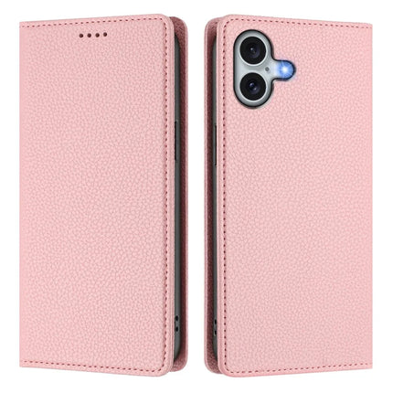 For iPhone 16 Plus Wallet Case RFID Blocking Litchi Texture Leather Mobile Cover