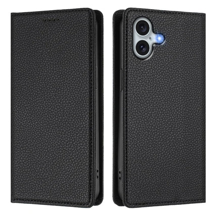 For iPhone 16 Plus Wallet Case RFID Blocking Litchi Texture Leather Mobile Cover