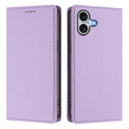 For iPhone 16 Plus Wallet Case RFID Blocking Litchi Texture Leather Mobile Cover