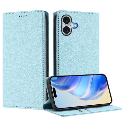 For iPhone 16 Plus Wallet Case RFID Blocking Litchi Texture Leather Mobile Cover