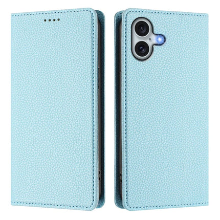For iPhone 16 Plus Wallet Case RFID Blocking Litchi Texture Leather Mobile Cover