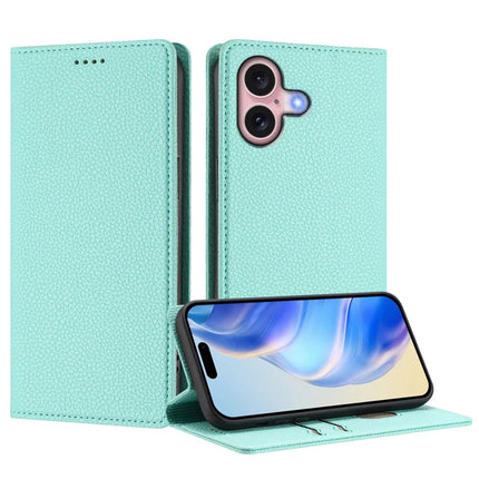 For iPhone 16 Wallet Case RFID Blocking Litchi Texture Leather Mobile Cover