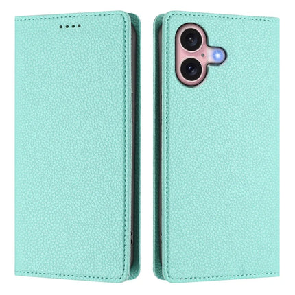 For iPhone 16 Wallet Case RFID Blocking Litchi Texture Leather Mobile Cover