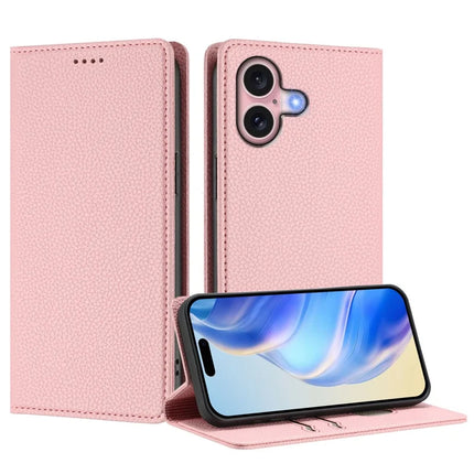 For iPhone 16 Wallet Case RFID Blocking Litchi Texture Leather Mobile Cover