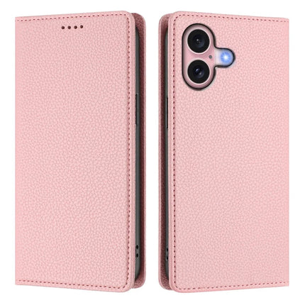 For iPhone 16 Wallet Case RFID Blocking Litchi Texture Leather Mobile Cover