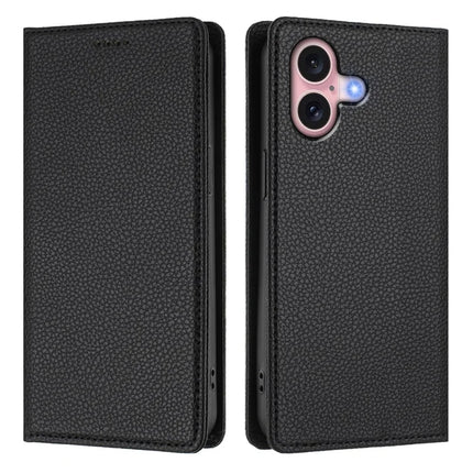 For iPhone 16 Wallet Case RFID Blocking Litchi Texture Leather Mobile Cover