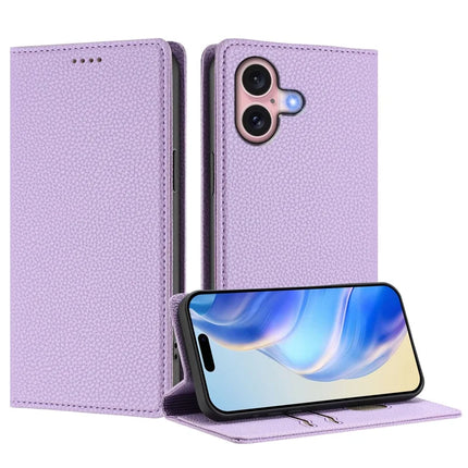 For iPhone 16 Wallet Case RFID Blocking Litchi Texture Leather Mobile Cover