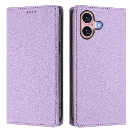 For iPhone 16 Wallet Case RFID Blocking Litchi Texture Leather Mobile Cover