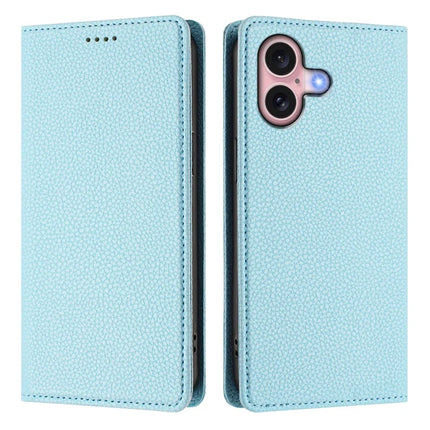 For iPhone 16 Wallet Case RFID Blocking Litchi Texture Leather Mobile Cover