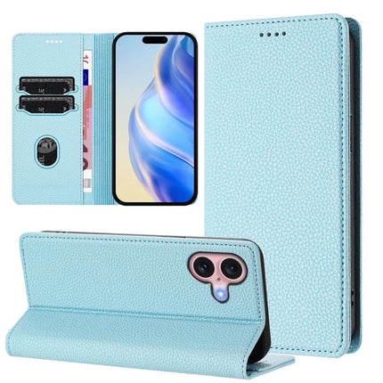 For iPhone 16 Wallet Case RFID Blocking Litchi Texture Leather Mobile Cover