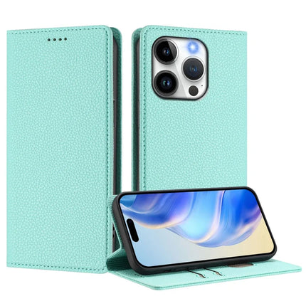 ShopCaseCart Magnetic Stand iPhone 15 Pro Folio Protective cover RFID Blocking Litchi Texture Leather Mobile Guard