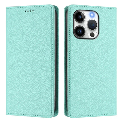 ShopCaseCart Magnetic Stand iPhone 15 Pro Folio Protective cover RFID Blocking Litchi Texture Leather Mobile Guard