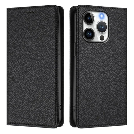 ShopCaseCart Magnetic Stand iPhone 15 Pro Folio Protective cover RFID Blocking Litchi Texture Leather Mobile Guard