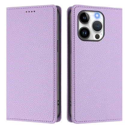 ShopCaseCart Magnetic Stand iPhone 15 Pro Folio Protective cover RFID Blocking Litchi Texture Leather Mobile Guard