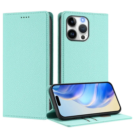 For iPhone 16 Pro Max Wallet Case RFID Blocking Litchi Texture Leather Mobile Cover
