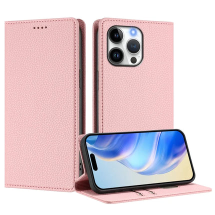 For iPhone 16 Pro Max Wallet Case RFID Blocking Litchi Texture Leather Mobile Cover