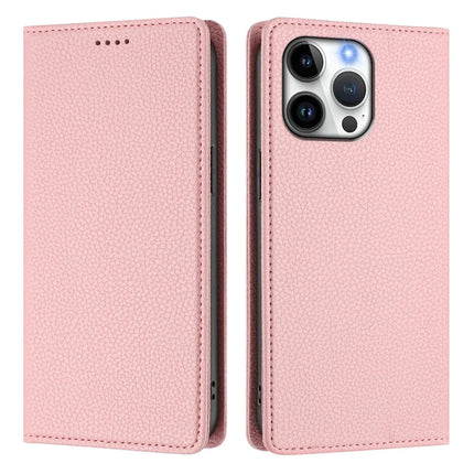 For iPhone 16 Pro Max Wallet Case RFID Blocking Litchi Texture Leather Mobile Cover