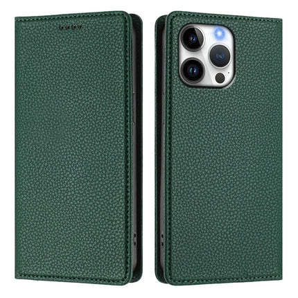 For iPhone 16 Pro Max Wallet Case RFID Blocking Litchi Texture Leather Mobile Cover