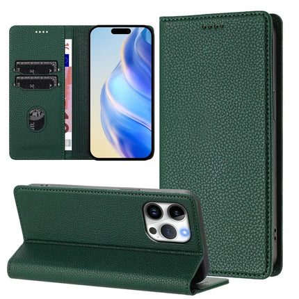 For iPhone 16 Pro Max Wallet Case RFID Blocking Litchi Texture Leather Mobile Cover