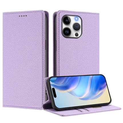 For iPhone 16 Pro Max Wallet Case RFID Blocking Litchi Texture Leather Mobile Cover